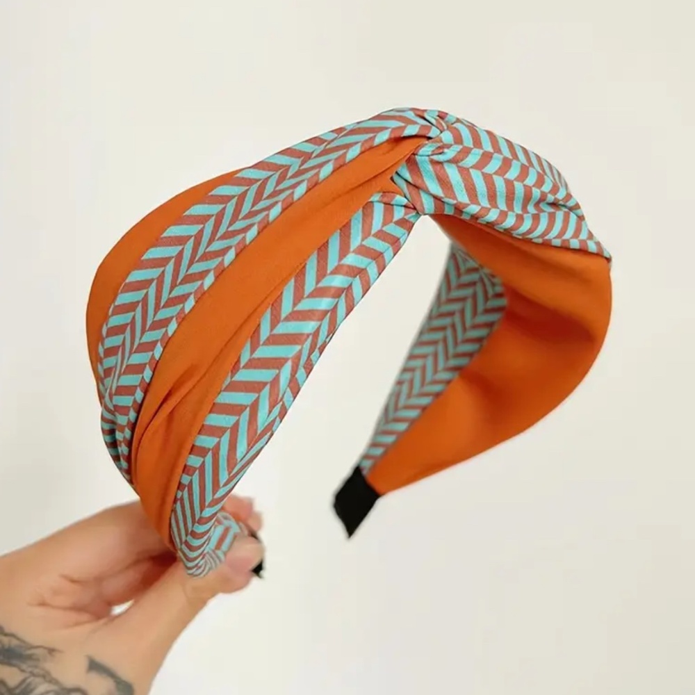 💖 3/$30 💖 Orange Color Block Patterned Headband